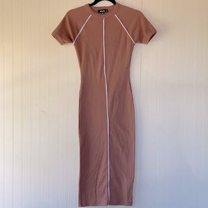 Bodycon camel midi dress